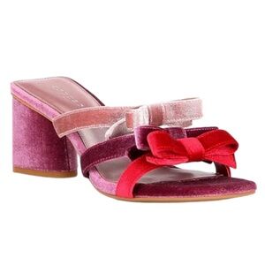 Copper Key Velvet Heels in Pink and Red